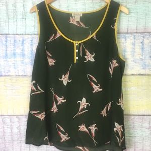 Lucky Brand Green Floral Sleeveless Shirt XL